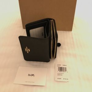 Coach Compact Wallet in black leather